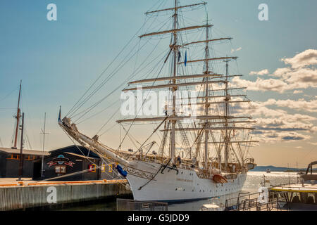 Segeln Schiff Christian Radich vertäut In Oslo Norwegen Stockfoto