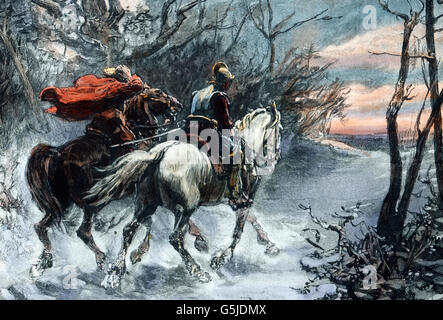 Zwei Reiter Im Dreißigjährigen Krieg, 17. Halbmonatsschrift. Zwei Ritter auf ihren Pferden im Dreißigjährigen Krieg, 17. Jahrhundert. Stockfoto