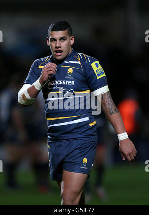 Rugby Union - Aviva Premiership - Worcester Warriors V Sale Sharks - Sixways Stadium. Josh Matavesi, Worcester Warriors Stockfoto