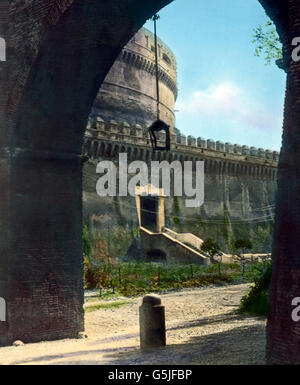 Sterben Sie Engelsburg in Rom, Italien 1920er Jahre. Die Engelsburg in Rom der 1920er Jahre. Stockfoto