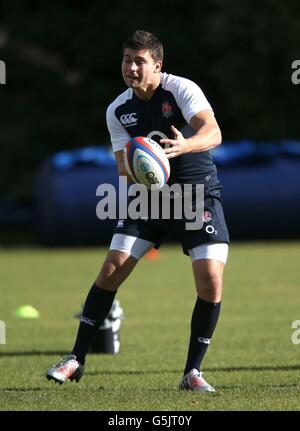 Rugby Union - QBE International - England - Fidschi - England Training - Pennyhill Park Hotel. Ben Youngs während einer Trainingseinheit im Pennyhill Park Hotel, Bagshot, Surrey. Stockfoto