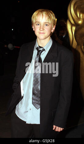 Der Schauspieler Tom Felton, der im Film Harry Potter Draco Malfoy spielt, kommt bei den British Academy Children's Film & Television Awards im London Hilton in Park Lane an. Stockfoto