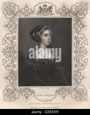 HENRY VIII Frauen: Anne Boleyn. TALLIS, antiken print 1853 Stockfoto