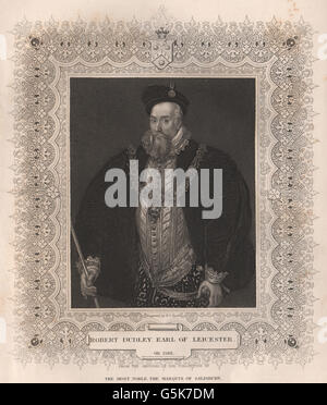 BRITISCHE Geschichte: Robert Dudley, Earl Of Leicester. TALLIS, antiken print 1853 Stockfoto