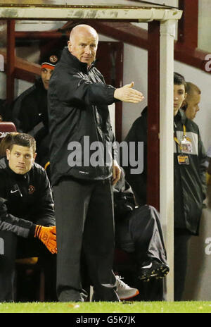 Fußball - Clydesdale Bank Scottish Premier League - Motherwell / Dundee United - Fir Park. Dundee United Manager Peter Houston während des Spiels der Clydesdale Bank Scottish Premier League im Fir Park, Motherwell. Stockfoto