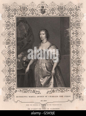 BRITISCHE Geschichte: Henrietta Maria, Königin der Charles das erste. TALLIS, 1853 Stockfoto