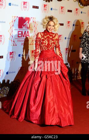 MTV Europe Music Awards - Frankfurt. Rita Ora kommt zu den MTV Europe Music Awards 2012 in der Festhalle Frankfurt. Stockfoto