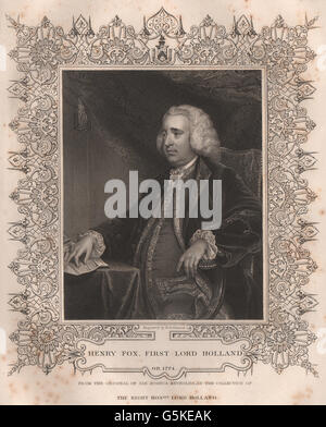 BRITISCHE Geschichte: Henry Fox, erste Lord Holland. TALLIS, antiken print 1853 Stockfoto