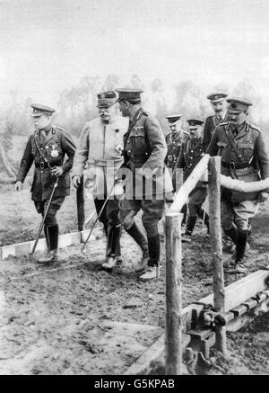 Generäle Französisch, Joffre und Haig an der Front während Erster Weltkrieg Stockfoto