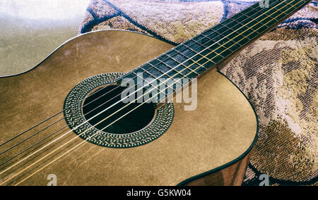 Foto von einer akustischen Gitarre Stockfoto