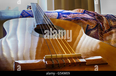 Foto von einer akustischen Gitarre Stockfoto