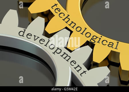 Technologische Entwicklungskonzept auf die Zahnräder, 3D rendering Stockfoto