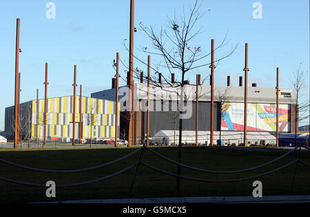 Ein Blick auf die Titanic Studios in Belfast, wo Game of Thrones gemacht wird. Stockfoto