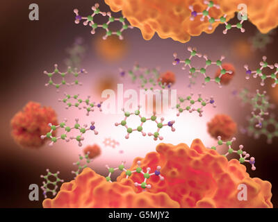 Amphetamin (in grün), ist eine synthetische Droge, ein potenter zentrale Nervensystem (ZNS) Stimulans Stockfoto