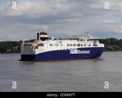 Hamburg, Deutschland, 18. Juni 2016, Airbus Transport Schiff "Stadt Hamburg" dient zum transport von Airbus Baugruppen Stockfoto