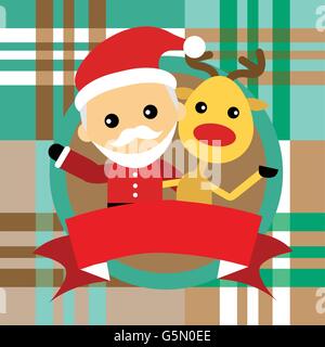 Illustration der niedliche Weihnachtsmann und Rentier Stock Vektor