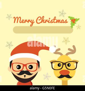 Illustration der niedliche Weihnachtsmann und Rentier Stock Vektor