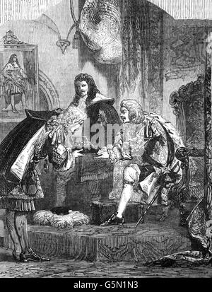König James II ein Bestechungsgeld von den Franzosen um 1685 erhalten. Stockfoto