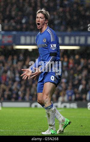 Fußball - Barclays Premier League - Chelsea / Manchester City - Stamford Bridge. Chelseas Fernando Torres zeigt seine Frustration Stockfoto