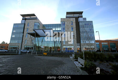 Eine allgemeine Ansicht des Peterborough City Hospital in Cambridgeshire. Stockfoto