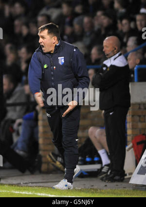 Fußball - npower Football League Two - Gillingham gegen Fleetwood Town - MEMS Priestfield Stadium. Gillinghams Manager Martin Allen während des npower Football League Two-Spiels im MEMS Priestfield Stadium, Gillingham. Stockfoto