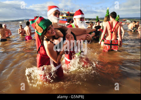 Exmouth Weihnachtstag schwimmen Stockfoto