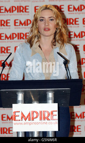 Schauspielerin Kate Winslet bei den Empire Film Awards im Dorchester Hotel in London. Winslet gewann den Preis für die beste britische Schauspielerin für ihre Leistung im Film Enigma. Stockfoto