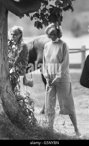 Die Prinzessin von Wales, die im September ihr zweites Kind erwartet, nimmt am Heidsieck Warwickshire Cup Teil, bei dem Prinz Charles für Le Diables Bleus Polo spielte. *Low-Res-Scan - High-Res-Version auf Anfrage erhältlich* Stockfoto