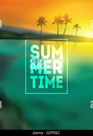 Sonnenuntergang unscharfen Hintergrund mit Typografie Text - Sommerzeit-Vektor Stock Vektor