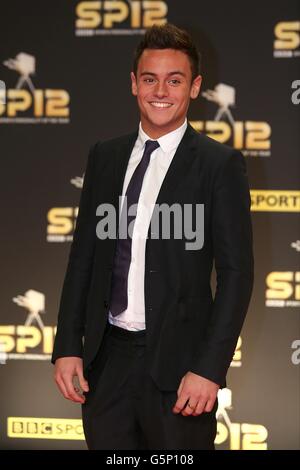 Tom Daley kommt für die Sports Personality of the Year Awards 2012 in die Excel Arena, London. Stockfoto