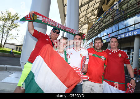 Lyon, Frankreich. 22. Juni 2016. Gruppenphase der Fußball-Europameisterschaft. Ungarn gegen Portugal. Ungarische Unterstützer © Aktion Plus Sport/Alamy Live-Nachrichten Stockfoto