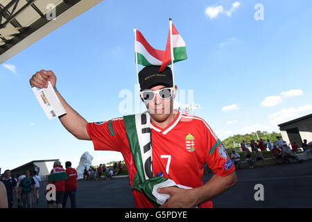 Lyon, Frankreich. 22. Juni 2016. Gruppenphase der Fußball-Europameisterschaft. Ungarn gegen Portugal. Portugiesische Unterstützer © Aktion Plus Sport/Alamy Live-Nachrichten Stockfoto