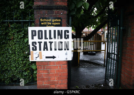 Harringay, Nord-London, UK. 23. Juni 2016. Am Wahltag Referendum Tageszeit Großbritanniens EU (Europäische Union). Wahllokal verwendet für das EU-Referendum auf eine in Harringay, North London Credit: Dinendra Haria/Alamy Live News Stockfoto