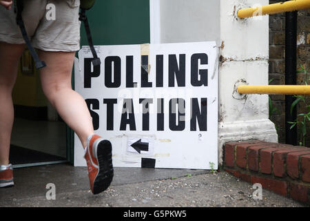 Harringay, Nord-London, UK. 23. Juni 2016. Am Wahltag Referendum Tageszeit Großbritanniens EU (Europäische Union). Ein Wahllokal verwendet für das EU-Referendum in Harringay, North London Credit: Dinendra Haria/Alamy Live News Stockfoto