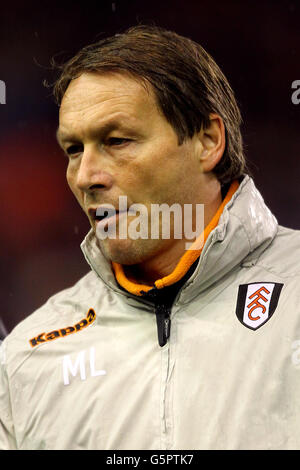 Fußball - Barclays Premier League - Liverpool gegen Fulham - Anfield. Fulham-Cheftrainer Michael Lindeman Stockfoto