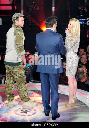 Spencer Pratt, Brian Dowling und Heidi Montag bei der Vorstellung von Celebrity Big Brother 2013, Elstree Studios, Borehamwood. Stockfoto