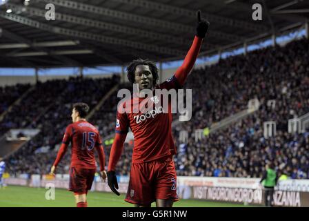 Fußball - Barclays Premier League - Reading gegen West Bromwich Albion - Madjeski Stadium. Romelu Lukaku von West Bromwich Albion feiert den zweiten Treffer seines Teams Stockfoto