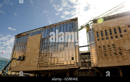 Gesamtansicht der Bauarbeiten am neuen Parlamentsgebäude in Valletta, Malta Stockfoto