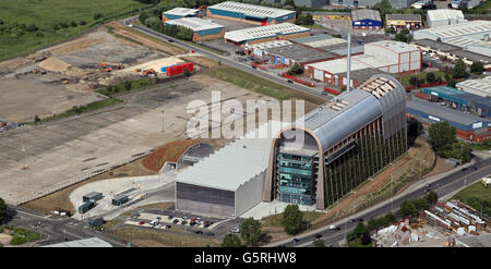 Luftbild der neuen Müllverbrennungsanlage Kelda AD Werk am Kreuz grün, Leeds, gebaut von Veolia Ltd, UK Stockfoto