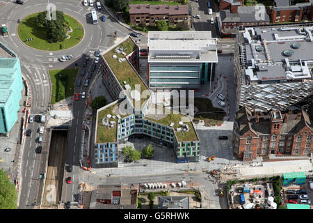 Luftaufnahme einer Neuentwicklung in der oberen Hanover Street in Sheffield, Großbritannien Stockfoto