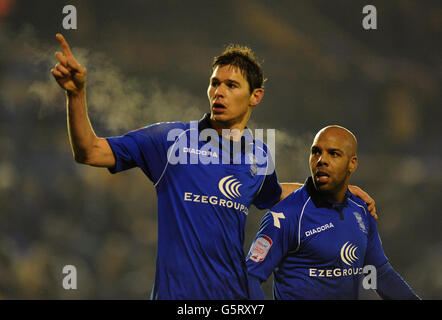 Fußball - npower Football League Championship - Birmingham City / Brighton und Hove Albion - St. Andrew's. Nikola Zigic (links) von Birmingham City feiert mit Marlon King ihr zweites Tor Stockfoto