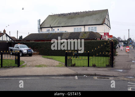 Ein allgemeiner Blick auf Thameside Crescent in Canvey Island 60 Jahre nach der großen Flut von 1953. Stockfoto