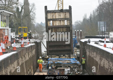 Holt Sperre Tor Ersatz Stockfoto