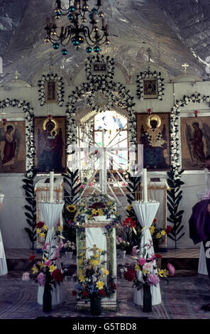 Die Ostwest-Friedenskirche in München im Jahr 1972 Die Timofei-Kapelle am Oberwiesenfeld in München im Jahr 1972 Stockfoto