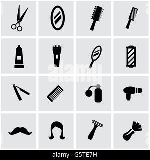 Vektor schwarze Barbier-Icon-set Stock Vektor