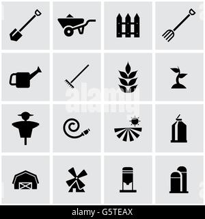Vektor schwarz Landwirtschaft Icon set Stock Vektor