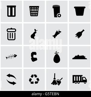 Vector schwarz-Müll-Icon-set Stock Vektor