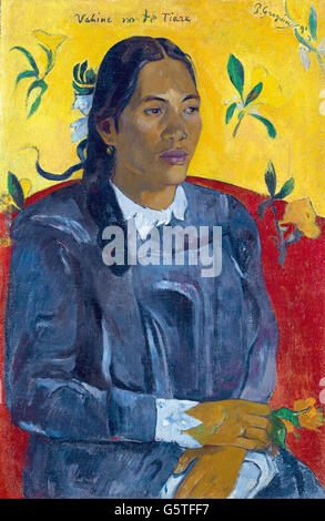 Paul Gauguin - Tahitian Frau mit Blume Stockfoto