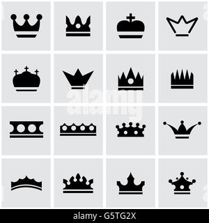 Vektor schwarze Krone-Icon-set Stock Vektor