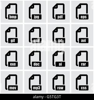 Vektor-schwarz-Datei-Format-Icon-set Stock Vektor